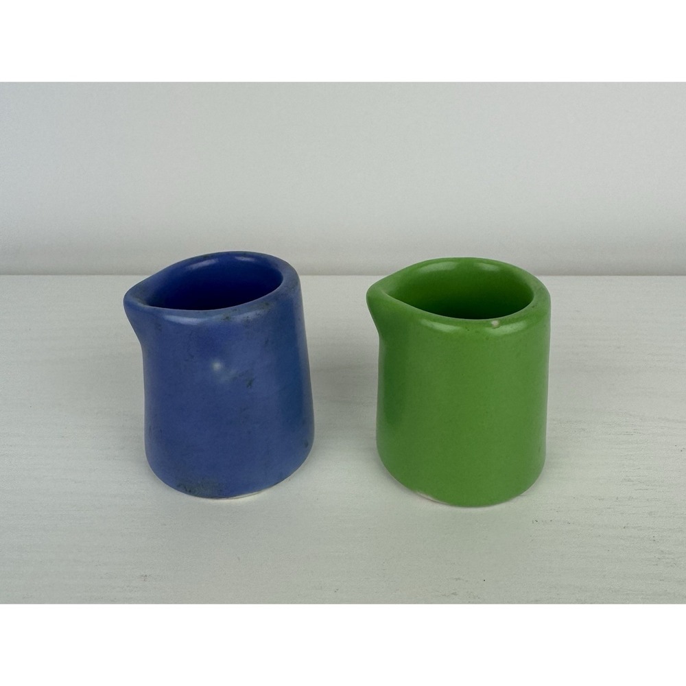 Restaurant Ware Shenango Rare Gala Blue & Green Individual Creamer Pitcher Retro - Picture 2 of 5